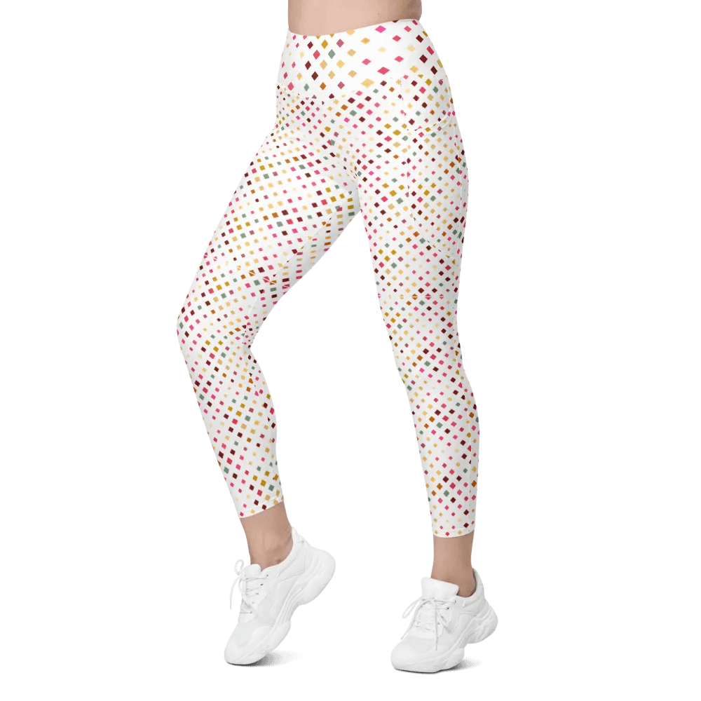 Colorful Square Pattern Design Leggings with Pocket - v6 product image (8)