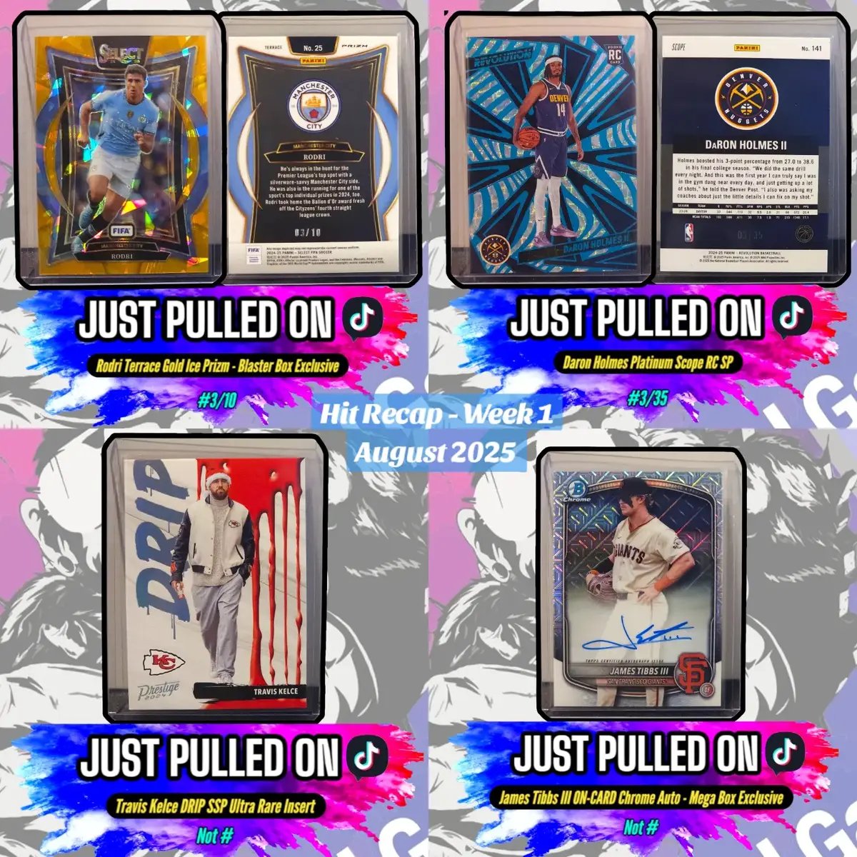 💎 PRESEASON AUGUST - WEEK 1 Recap of 2025 Hits 😎  . 🏈 PRE-SEASON August Has Officially Started, While The 🔥 Hits Haven't Stopped! Give Us A Try & Have Your Next Big #GoodGainz Pull Posted On Our #WallofGoodGainz Next‼️👀  ⭐ If You Want Your Hit Featured In Our August Posts, Make Sure To Grab A Box In Our Streams Now! 🤪 🎁 Grab A Box In Our TikTok Shop or Next Live Stream, Before Those Good Gainz Get Snatched Up‼️ 🔗 Available In Our TIKTOK SHOP 💯 💬 Which Hit Was Your Favorite? 🤔  .. #pullingsomegoodgainz🔥 #paniniamerica #traviskelce  #footballcards #hitrecap 