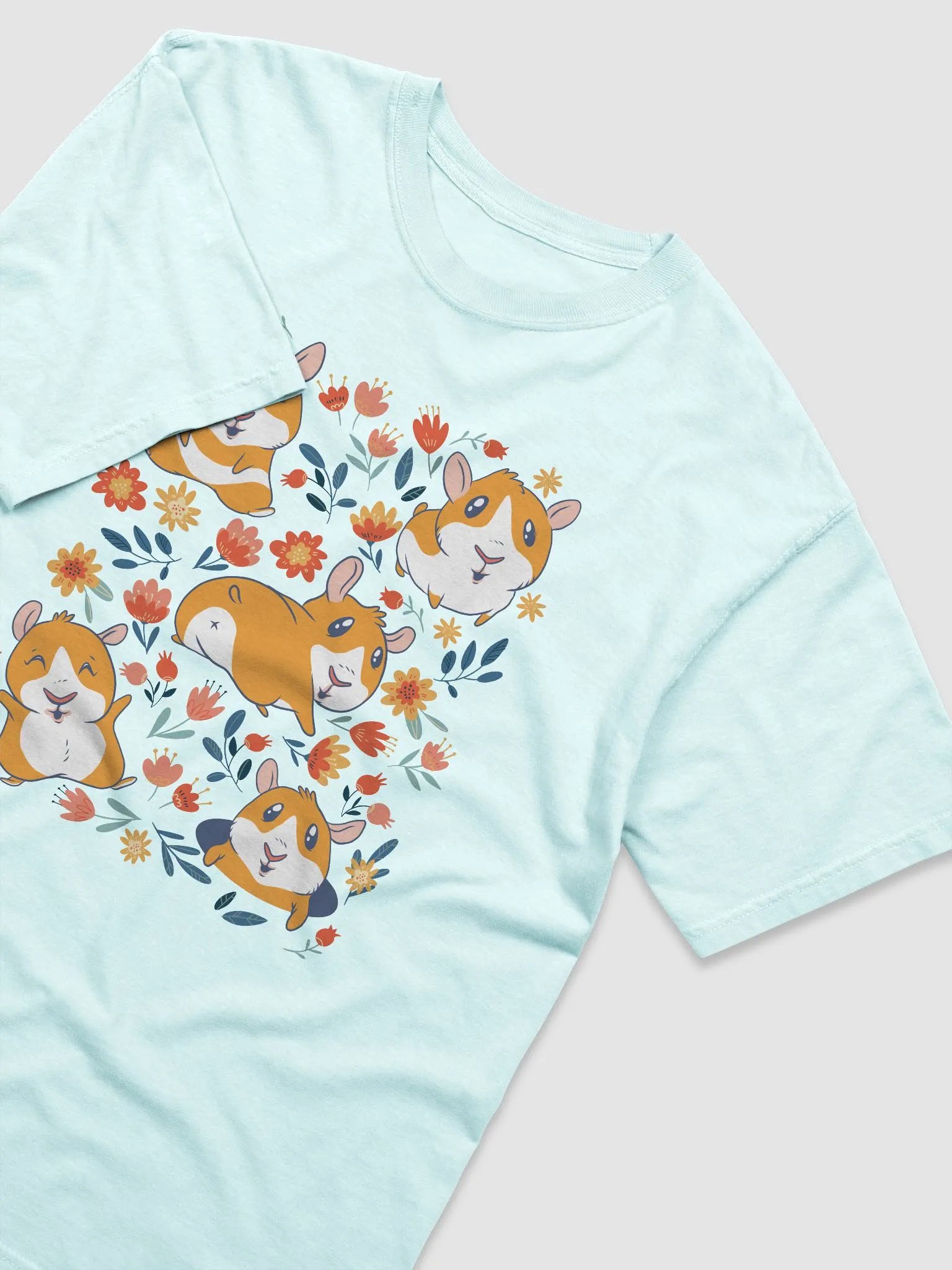 Cottagecore-Style Shirt of Kawaii Guinea Pigs | Goblincore & Forestcore-Inspired Floral Kawaii Guinea Pigs T-Shirt product image (21)