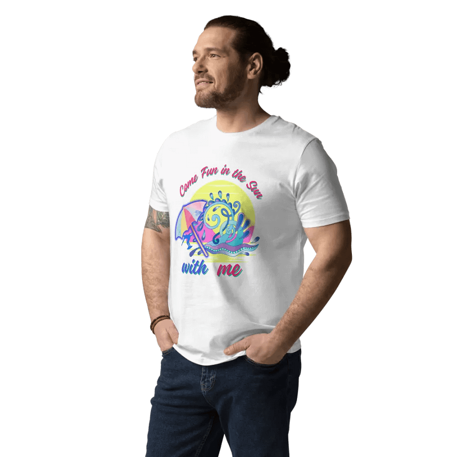 Supersoft  cotton T  shirt with holiday summer  vibes “ Come fun in the sun with me' Ideal holiday gift for men and ladies, dad, mom friendson or daughter product image (10)