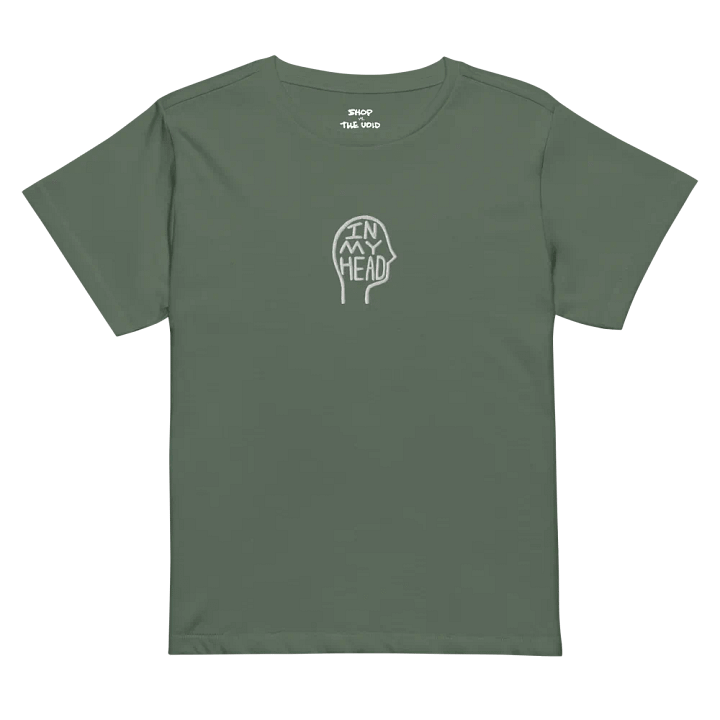 In My Head (white) embroidered waist length t-shirt product image (16)