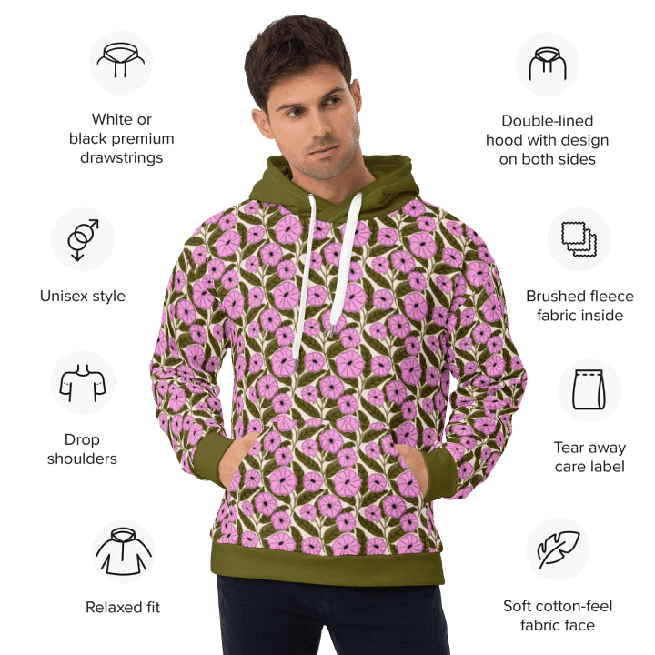 Dipladenia Dreams - Pink and Green - All Over Hoodie product image (2)