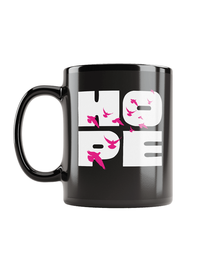 Hope with Flying Birds Uplifting Quote Black Coffee Mug product image (2)