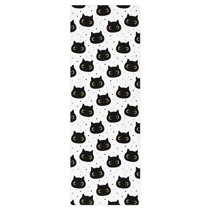 Cute Black Cat Face Yoga Mat product image (1)