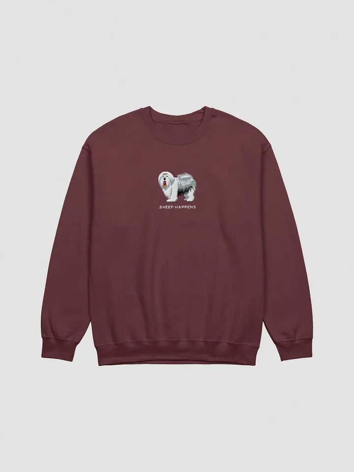 Sheep Happens Sweatshirt (Embroidered) of an Old English Sheepdog product image (7)