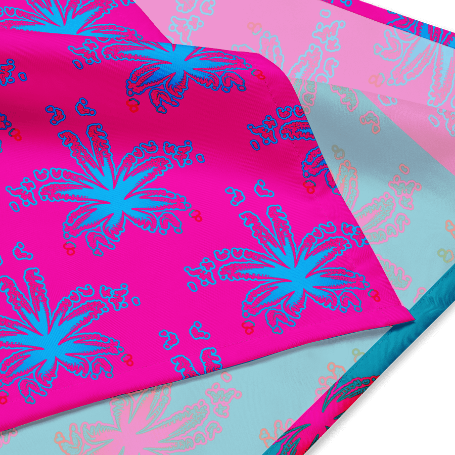 420 Summertime Stoner Cannabis Bandana, Cotton Candy Color Circus Style Accessory, Pot Leaf Festival Fashion, Weird Reefer Weed Ganja Art product image (2)