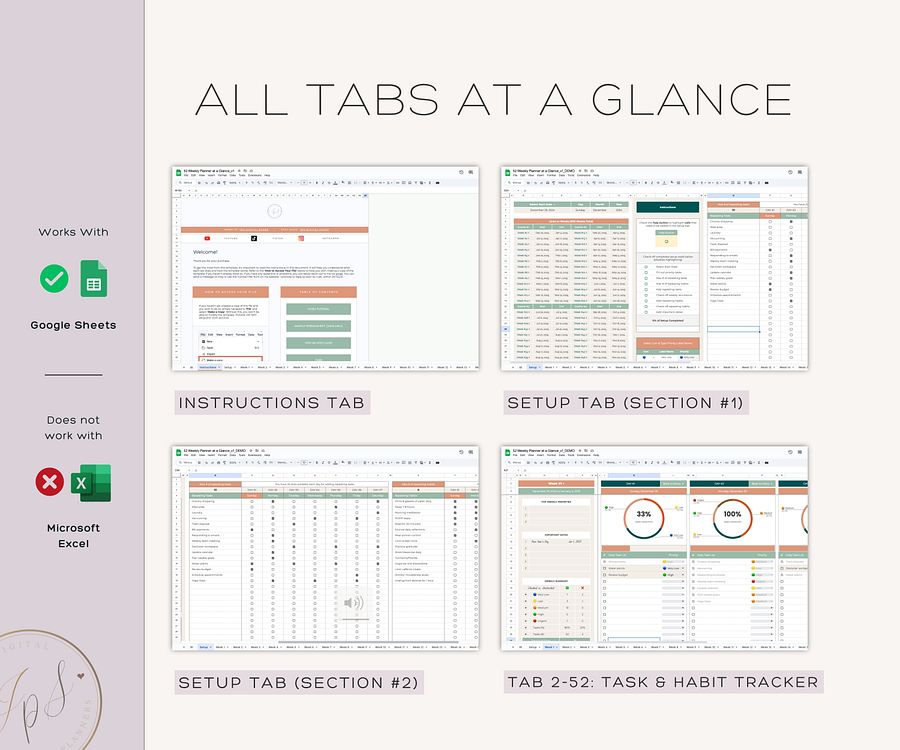 Weekly Recurrent Planner, Digital Planner Spreadsheet, Google Sheets Template product image (9)