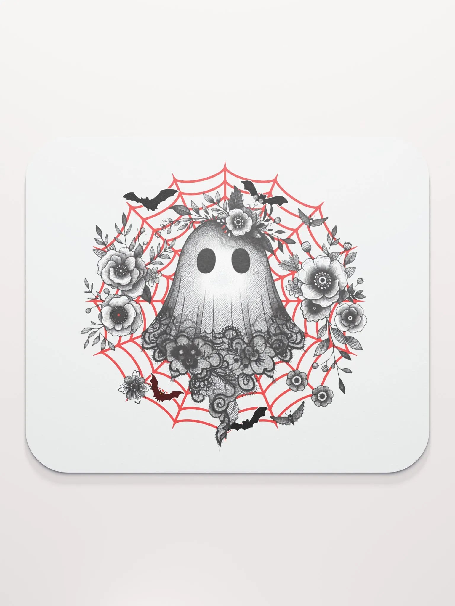 Lacey Ghost Gothic Floral Mouse Pad product image (2)