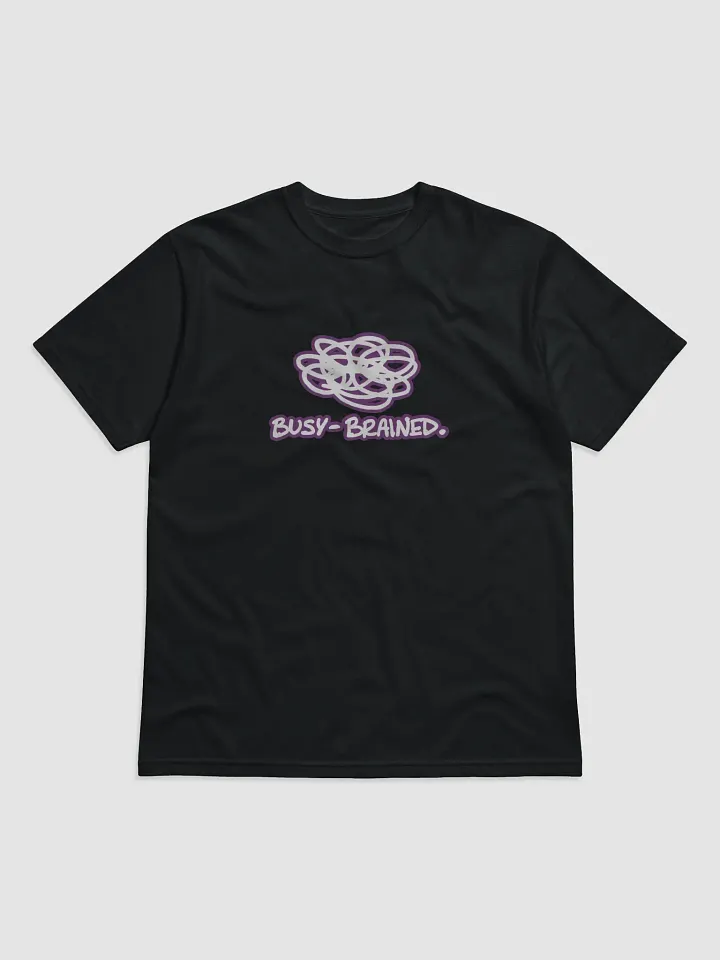 BUSY-BRAINED (lined design, #763D7D) unisex eco tee product image (1)