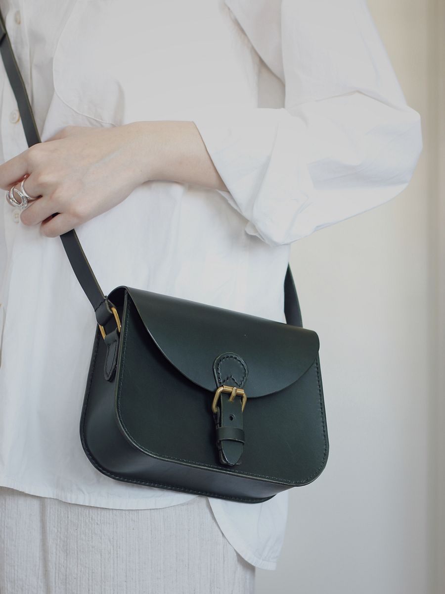 SPECIAL SALE - Dark Green Vegetable Tanned Leather Saddle Bag - Small product image (6)