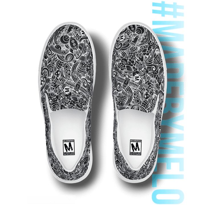 Dark Space Scribble - Women's Slip-ons | #MadeByMELO product image (2)