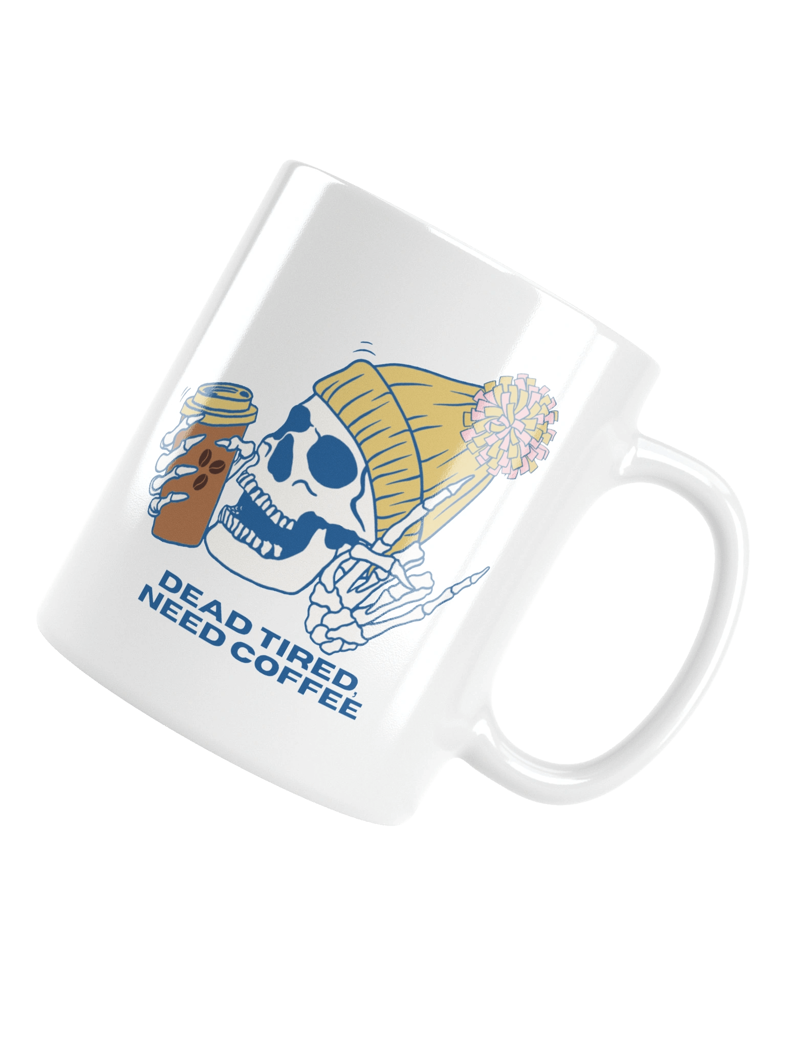 Golden “Dead Tired, Need Coffee.” Skeleton Ceramic Mug product image (13)
