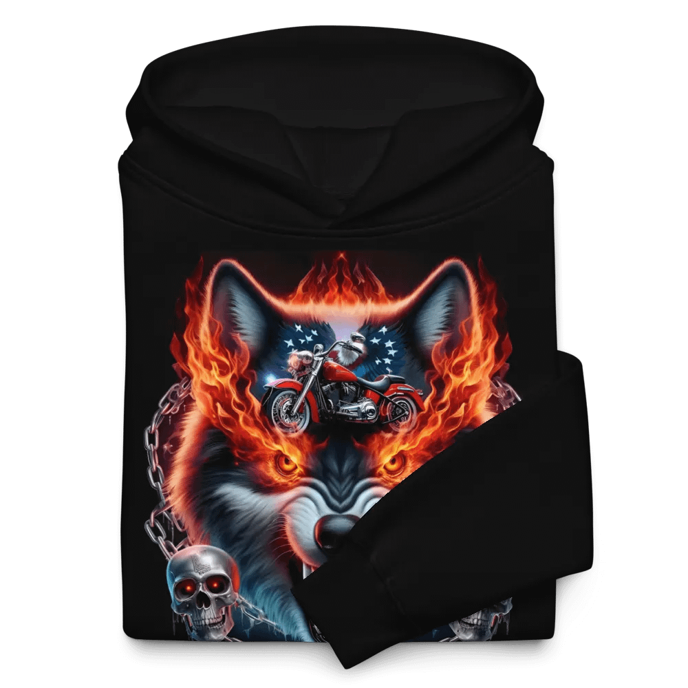 Flaming Wolf Biker Oversized Hoodie #39 product image (10)