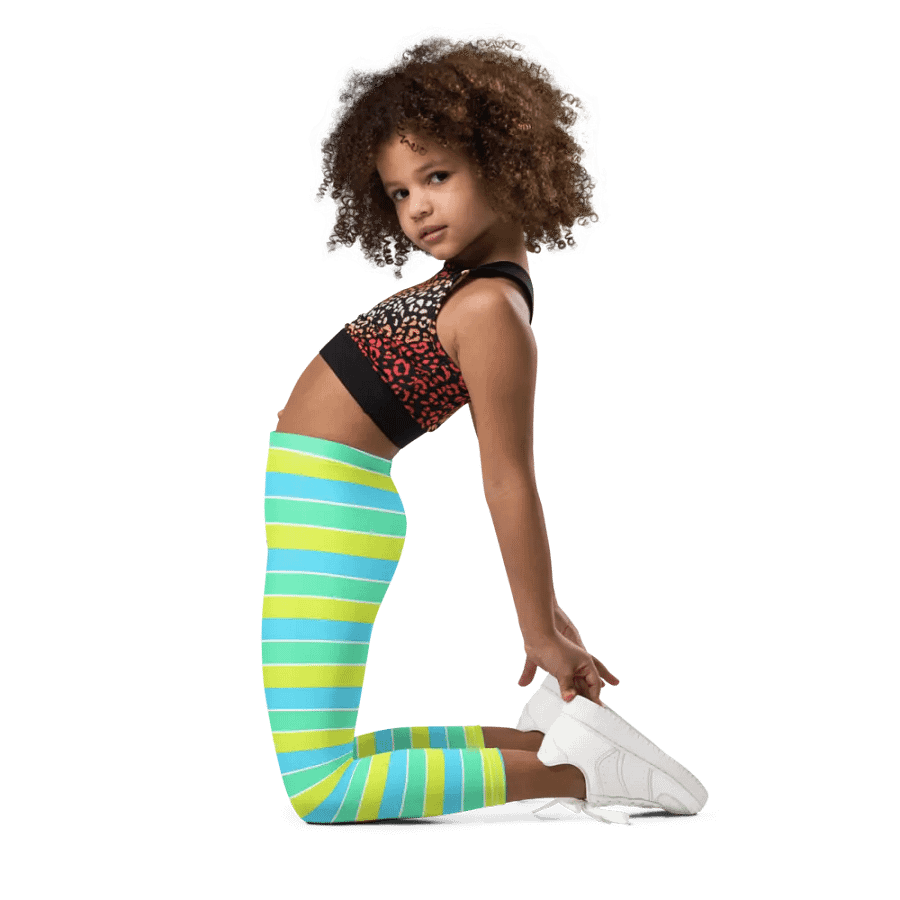 Summer Party Leggings for Girls with stripes - Blue product image (5)