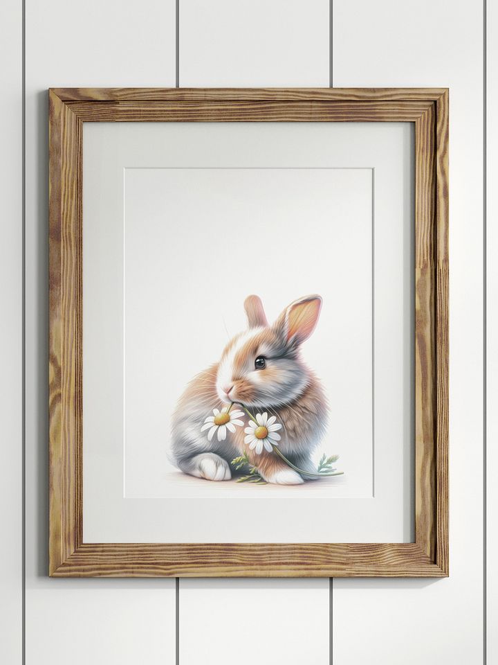 Woodland Bunny having Lunch Decor Print product image (1)