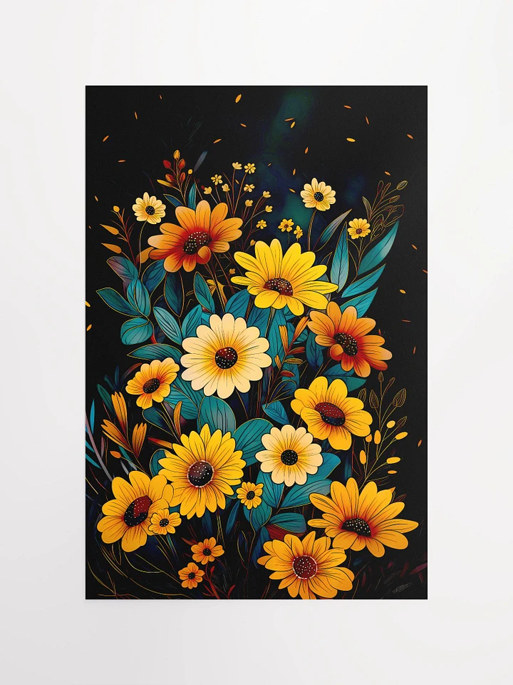 Enchanted Wild Sunflowers Poster: Luminous Floral Art for Vibrant Home Decor Matte Poster product image (2)