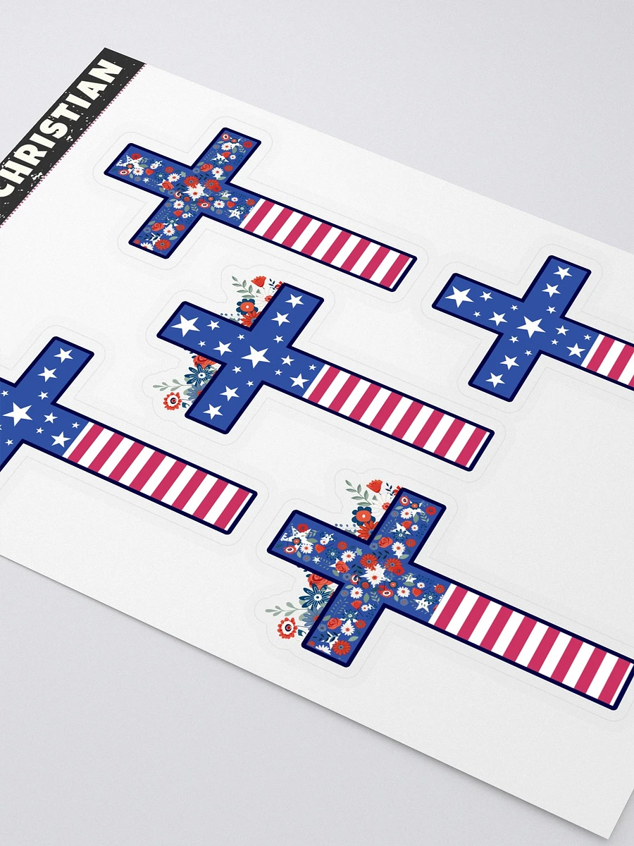 Floral, Stars And Stripes Patriotic Crosses Sticker Sheet product image (3)