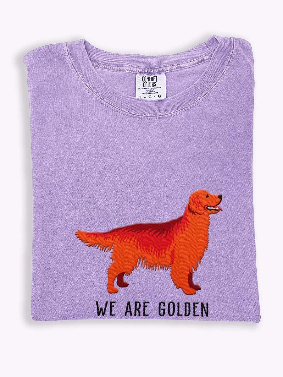 We Are Golden T-Shirt(Embroidered) of a Golden Retriever(Red) product image (1)