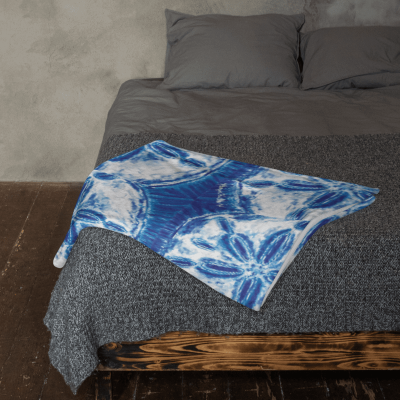 Sand Dollar Tie-Dye Throw Blanket | Coastal Blue & White Cozy Blanket | by Monique Faella Designs™ product image (8)