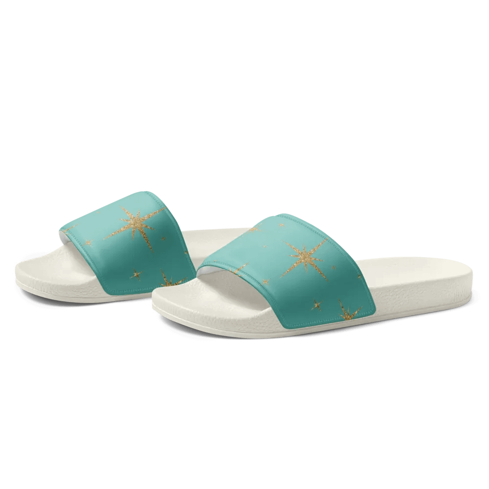 REAL Women's Slides - Teal with Gold Stars product image (3)