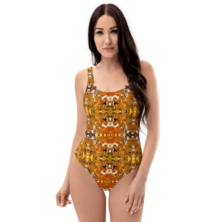Symmetrical Splendor Brown African Inspired Design Swimsuit product image (3)