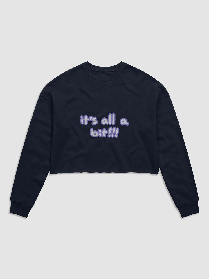 “It’s all a bit!!!” (sm. lined design, #9081ED) Women's Fleece Crop Sweatshirt product image (34)