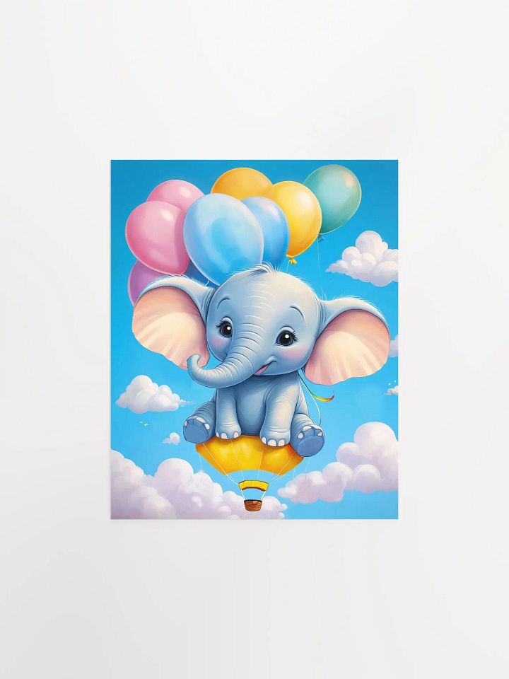 Cheerful Baby Elephant - Poster - Nursery-Kids Room - Small-Standard Sizes - 8x10-11x14-12x16-16x20 Inches product image (2)