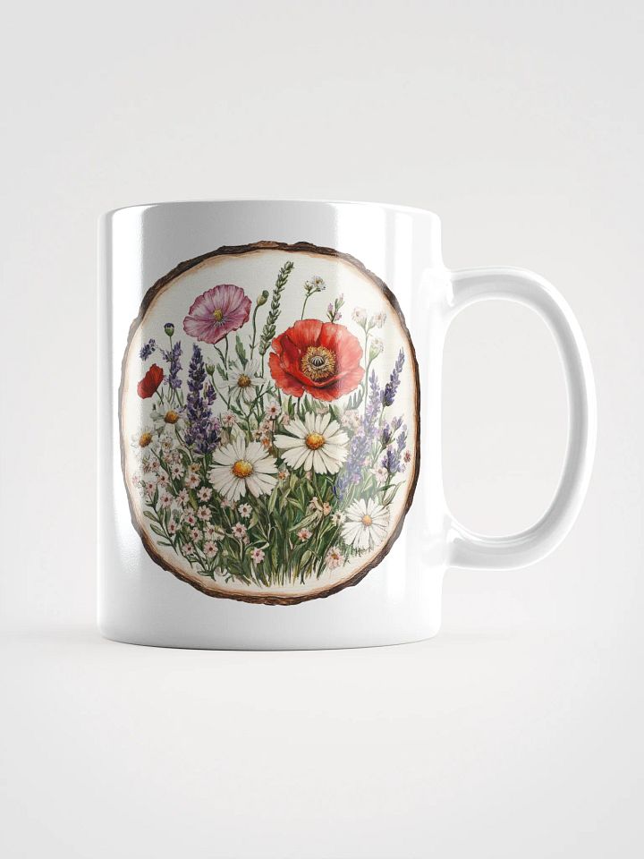 Red Poppy Wildflower Round Wood Art Ceramic Mug product image (1)