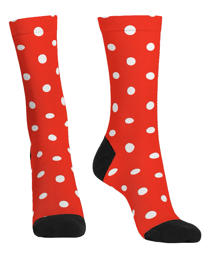 White Polka Dots on Red Premium Crew Socks product image (1)