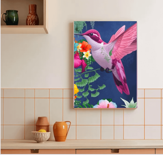 White and Pink Hummingbird Wall Art product image (5)