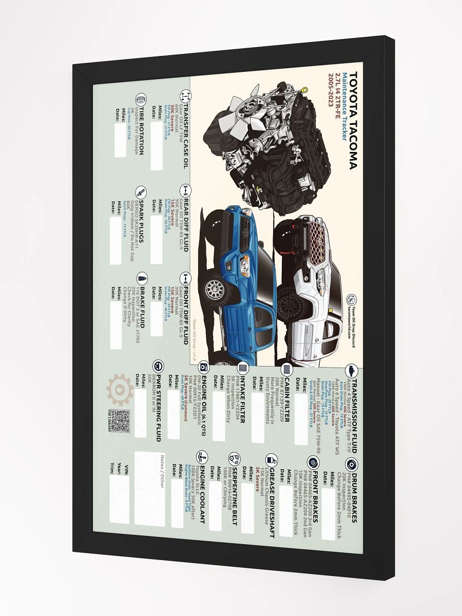 2TR-FE 2.7L I4 MAINTENANCE TRACKER V1.0 - FRAMED product image (3)