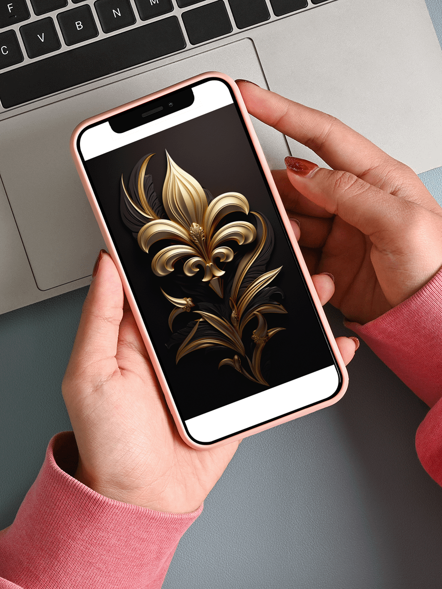 Elegant 3D Gold Fleur de Lis Wallpaper - Enhance Your Smartphone with Regal Beauty for Lock Screen or Wallpaper product image (3)