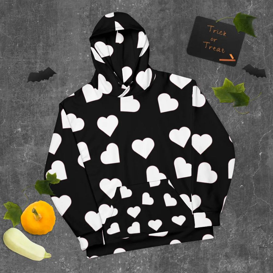 Love Pattern 5 Black and White Unisex Pull Over Hoodie product image (9)