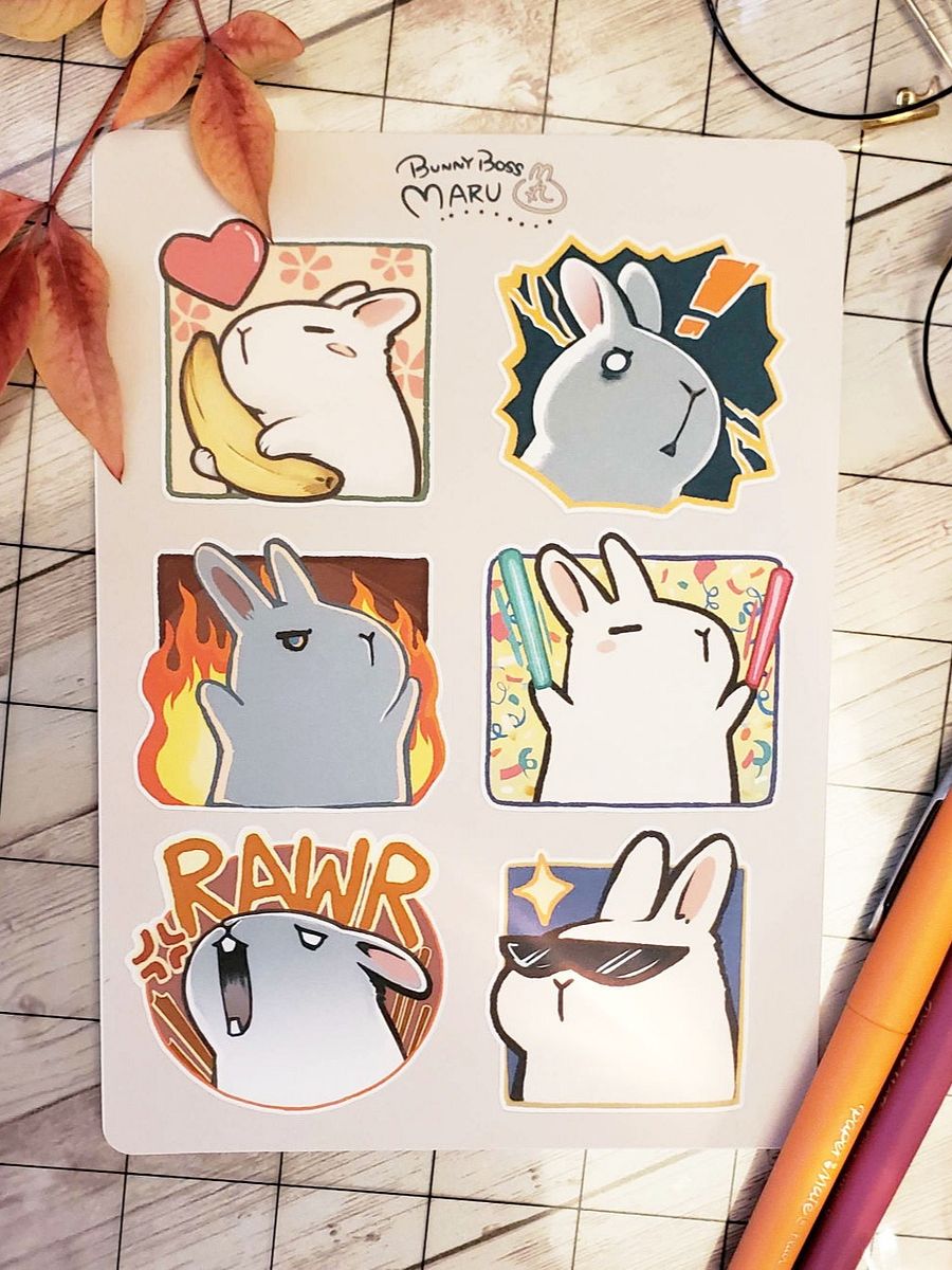 Bunny Boss Maru Mood sticker sheet product image (1)