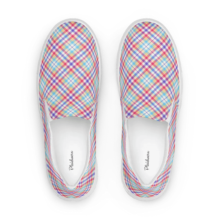 Purple, Pink, and Blue Plaid Women's Slip-On Shoes product image (1)