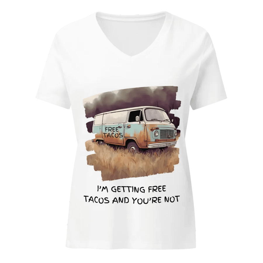 FREE TACOS Van Women's V-Neck T-Shirt product image (1)