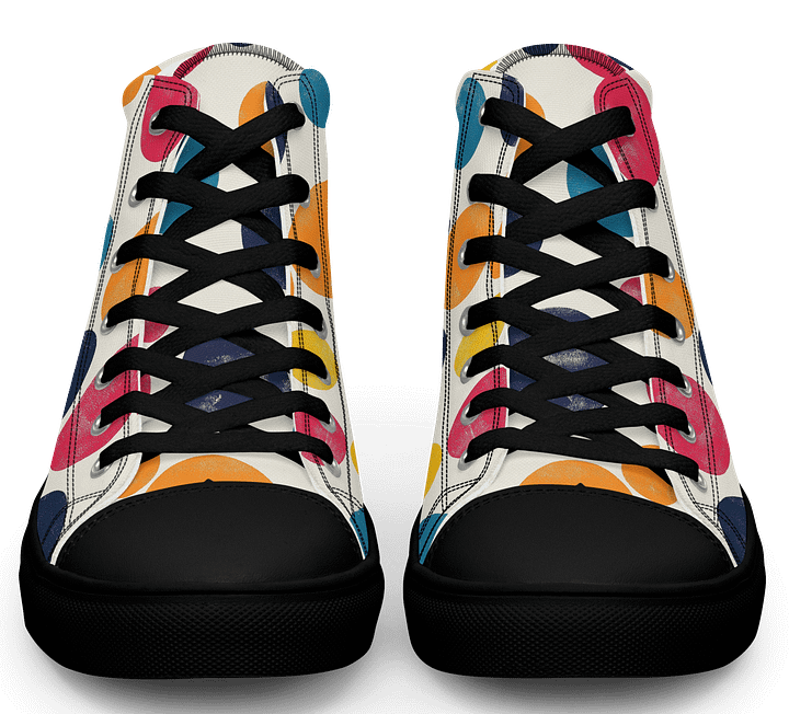 Polka Dot Illusion Vintage Retro Men's High Top Canvas Shoes product image (2)