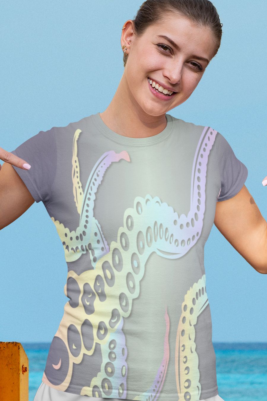 Octopus Tentacles Pastel All Over Print T-shirt product image (1)