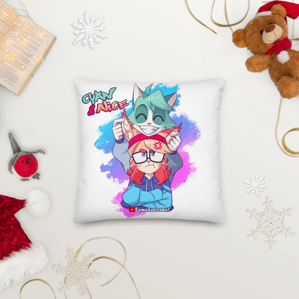 Cyan Teasing Alice's Ears All-Over Print Premium Pillow product image (6)
