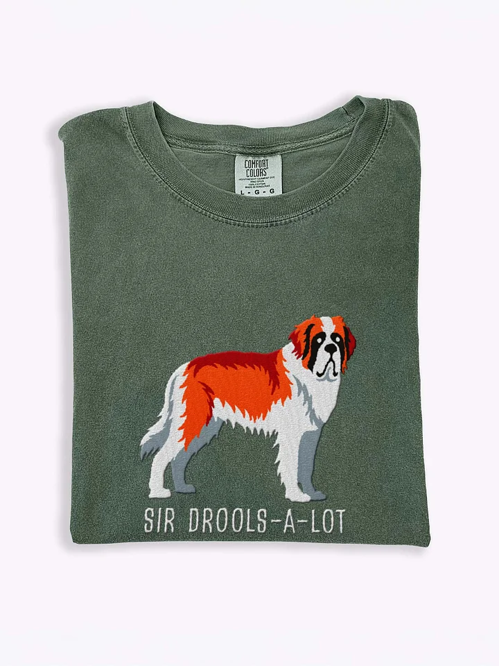 Sir Drools-A-Lot T-Shirt(Embroidered) of a Saint Bernard(Red & White) product image (1)