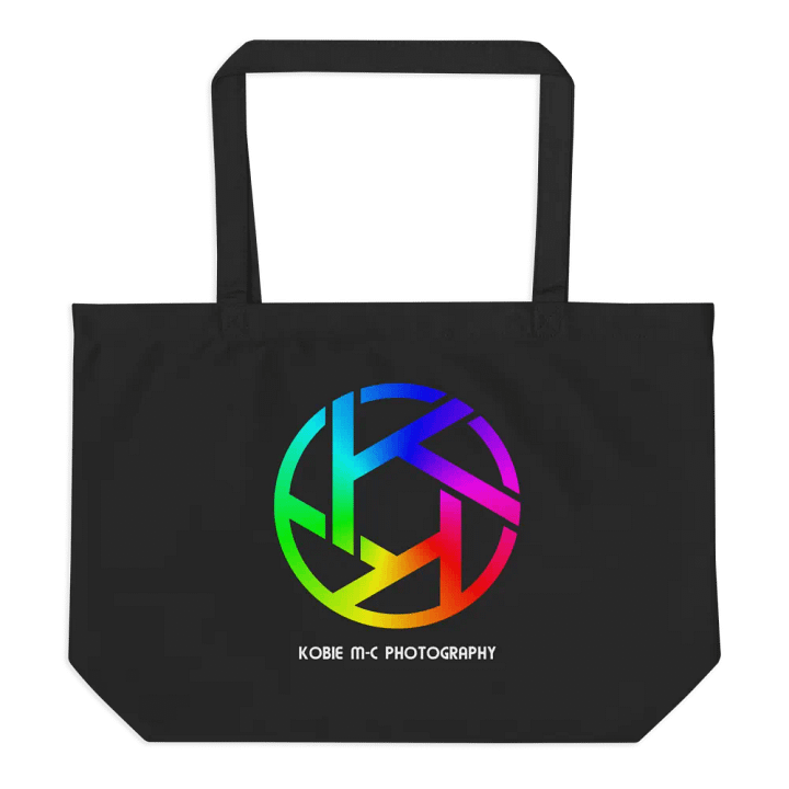 Large Certified Organic Cotton Tote Bag - Kobie M-C logo with bottom text product image (1)