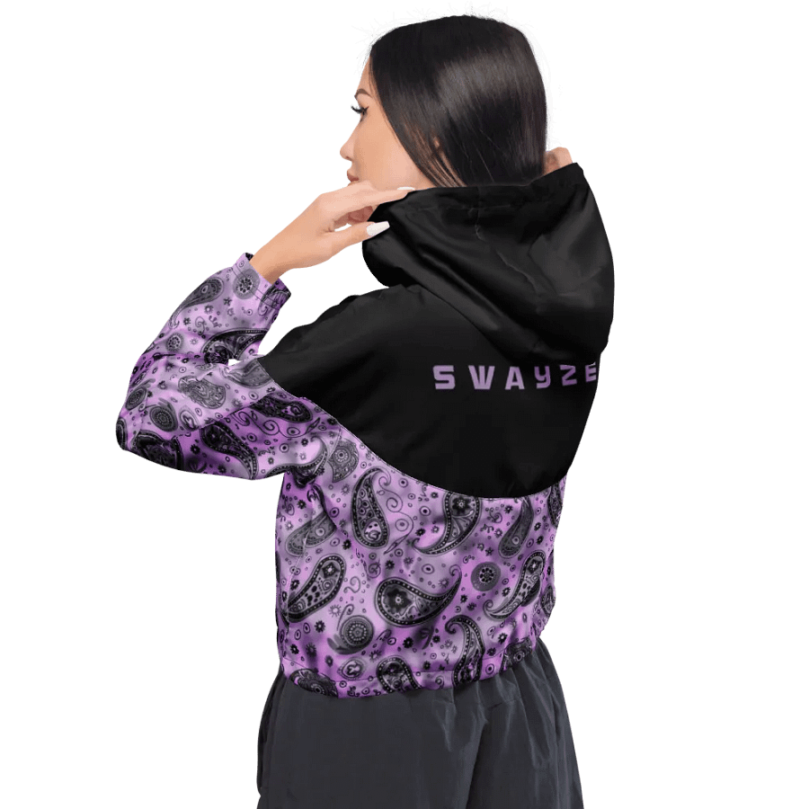 Purple Paisley Gang Crop Hoodie Windbreaker product image (5)