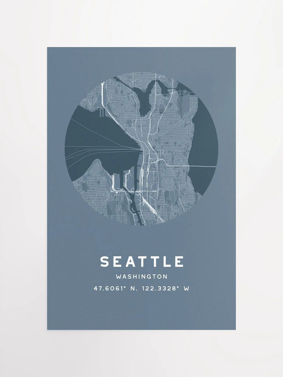 Seattle Street Map Poster – Blue Minimalist Circular City Art product image (4)