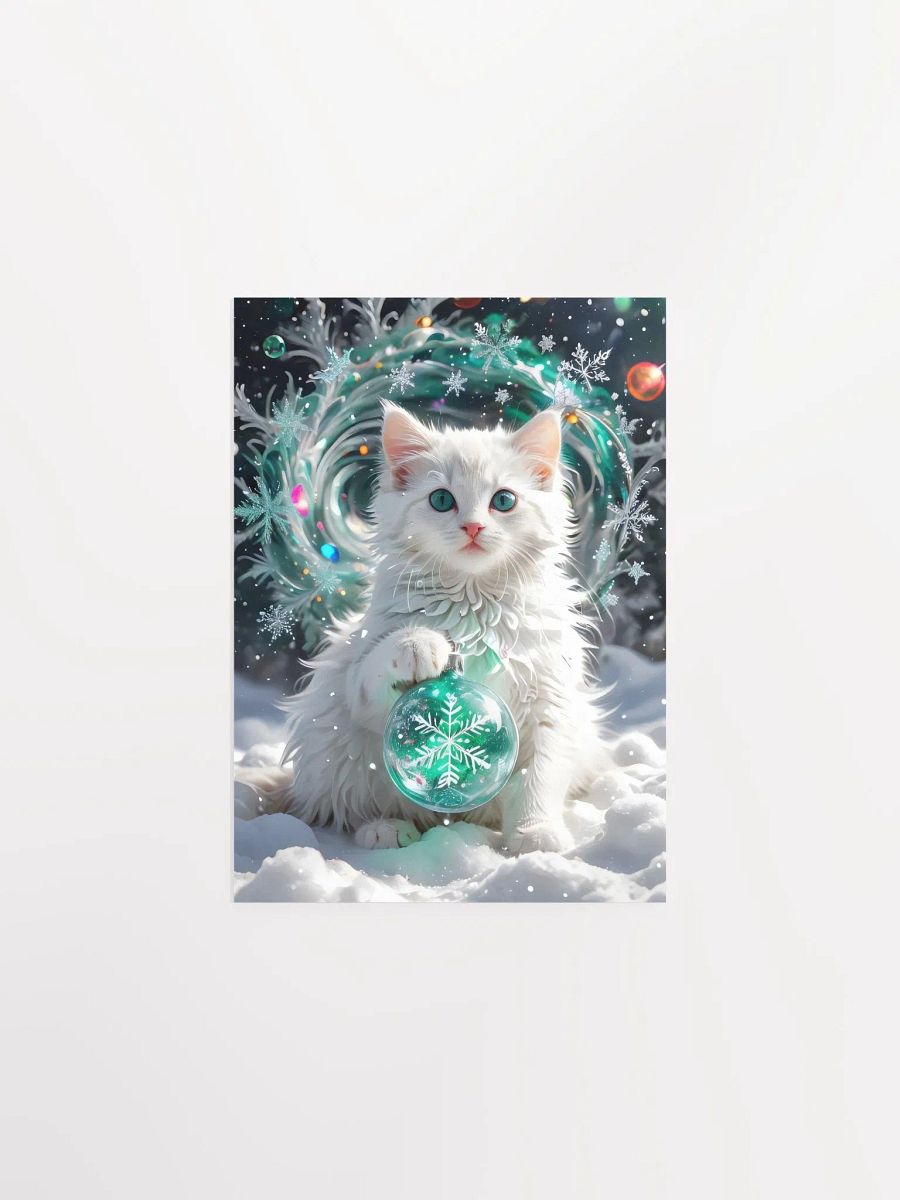White Kitten with Snowflake Ornament Poster product image (3)