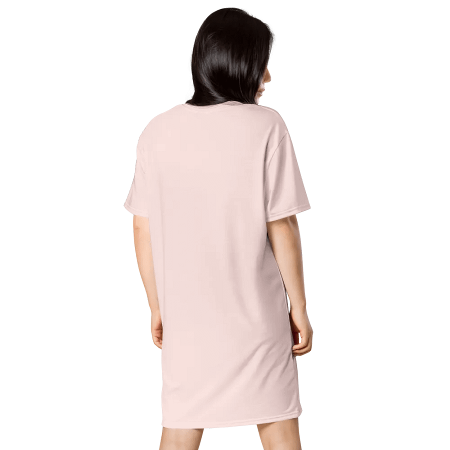 Retro Woman Drinking Wine T-Shirt Dress, Misty Rose product image (7)