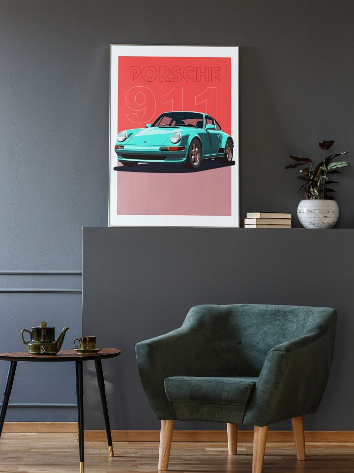 Porsche 911 Classic Car Art Print, Iconic Sports Car Poster, Vintage Auto Wall Art, Retro Automobile Enthusiast Gift, Car Collector Decor product image (2)
