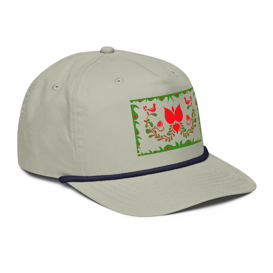 Hungarian Floral and Bird Design Golf Rope Cap product image (4)