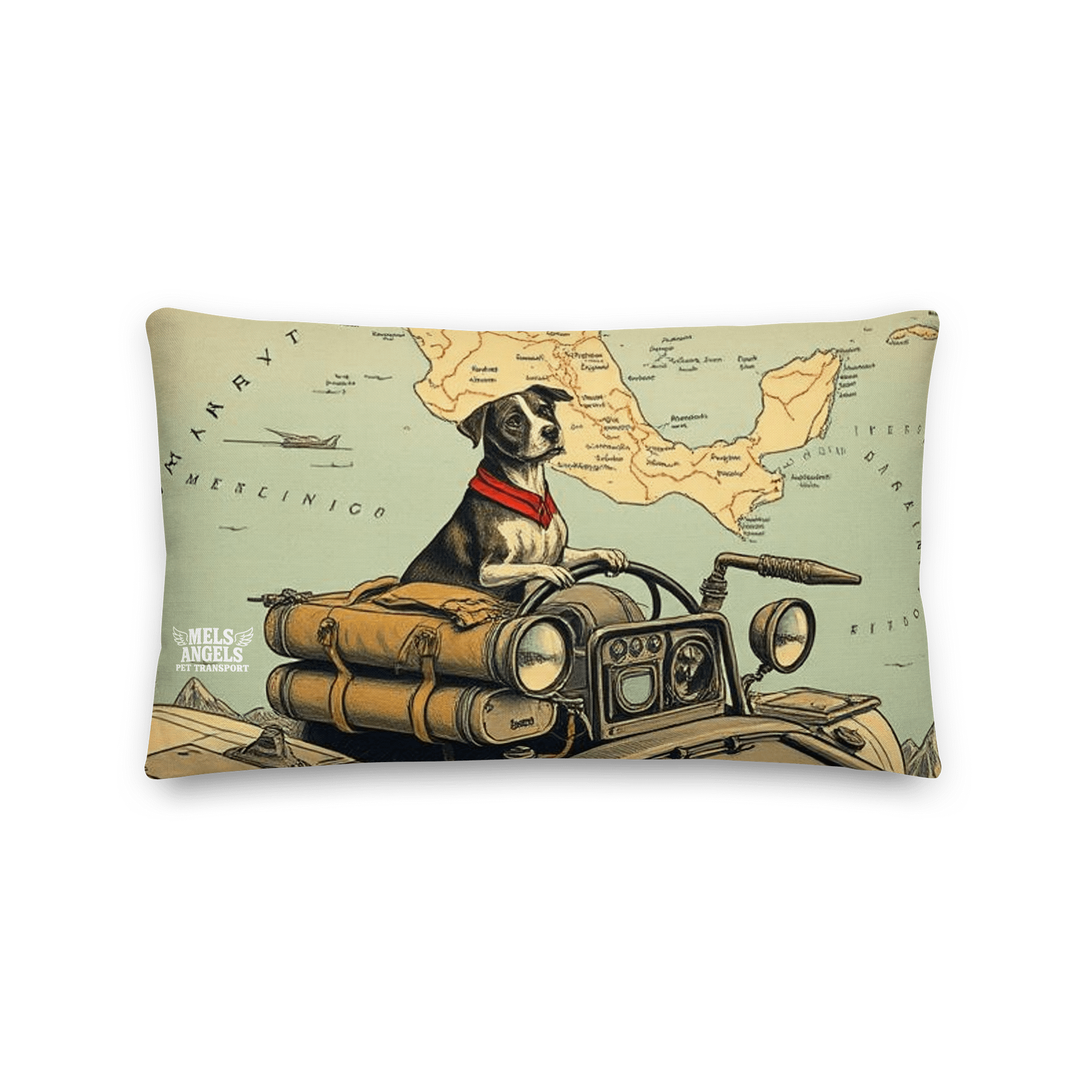 Rebel Co-Pilot Mexico Map Throw Pillow | Retro Dog Travel Decor | Square & Lumbar Cushion product image (5)