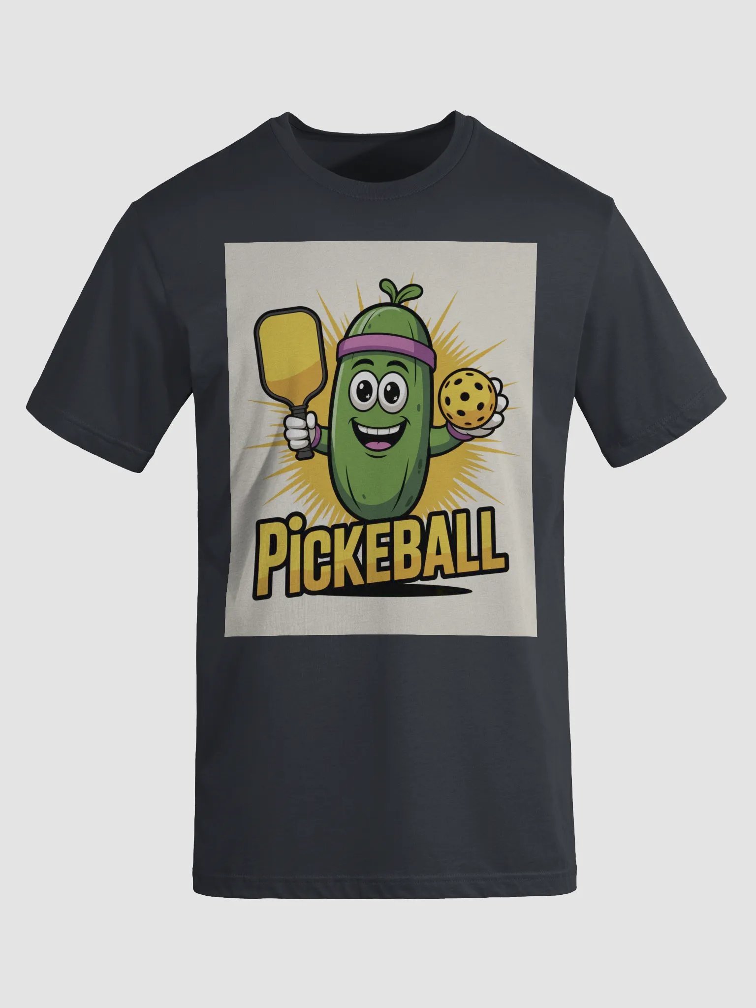 Funny Pickleball Shirt – Cartoon Pickle Character with Paddle & Ball product image (56)
