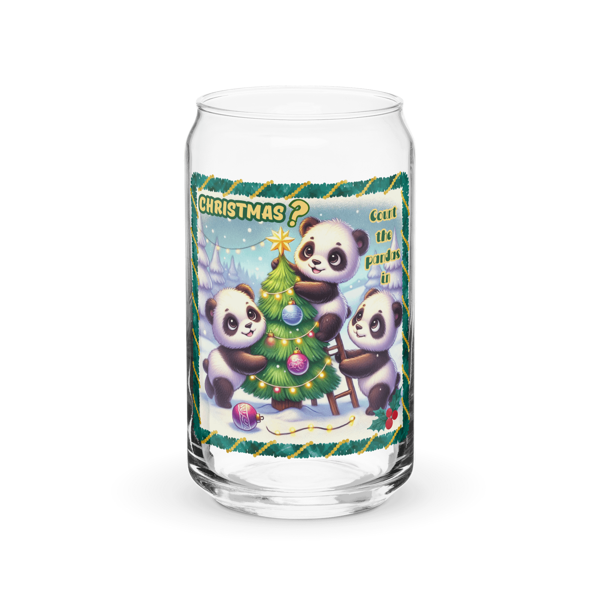 Panda Christmas Can Glass product image (1)